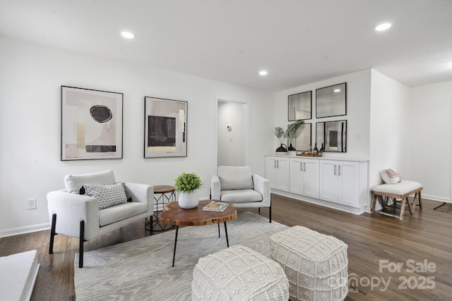 5817 Red Carriage Ln, Charlotte, NC 28212 - living area featuring dark wood-type flooring and recessed lighting