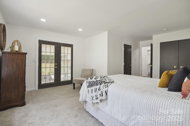5817 Red Carriage Ln, Charlotte, NC 28212 - bedroom featuring french doors, carpet floors, recessed lighting, and access to exterior