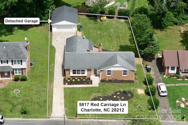 5817 Red Carriage Ln, Charlotte, NC 28212 - aerial view of property and surrounding area with property boundaries highlighted