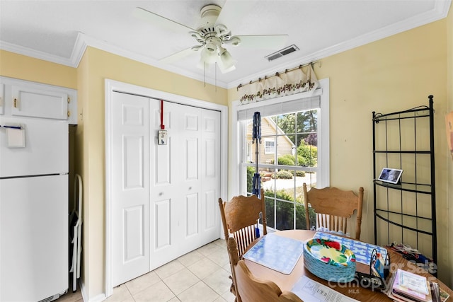 1670 Robins Nest Ct Unit C, Gastonia, NC 28054 - dining area with a ceiling fan, crown molding, and light tile patterned floors