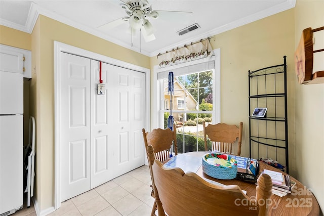 1670 Robins Nest Ct Unit C, Gastonia, NC 28054 - dining space featuring ornamental molding, ceiling fan, and light tile patterned floors