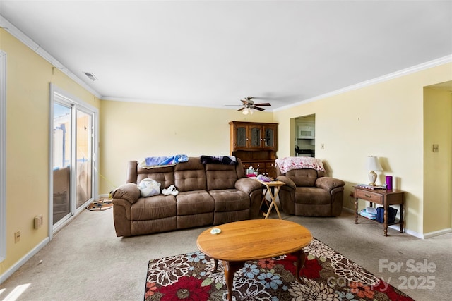 1670 Robins Nest Ct Unit C, Gastonia, NC 28054 - carpeted living room with crown molding and ceiling fan