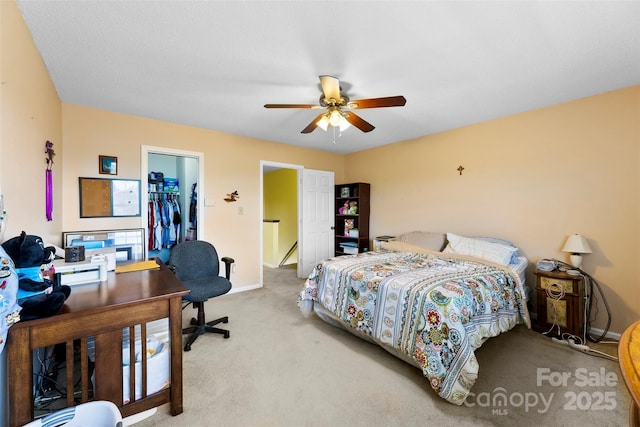 1670 Robins Nest Ct Unit C, Gastonia, NC 28054 - carpeted bedroom with a spacious closet, an office area, a ceiling fan, and a closet
