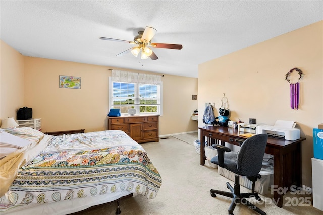 1670 Robins Nest Ct Unit C, Gastonia, NC 28054 - bedroom featuring light carpet, a textured ceiling, and ceiling fan