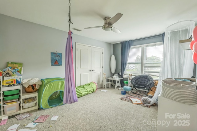 2100 Darian Way, Waxhaw, NC 28173 - playroom featuring carpet floors and ceiling fan