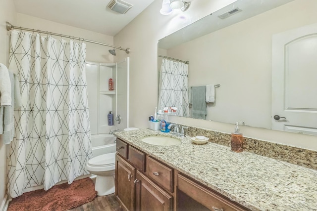 2100 Darian Way, Waxhaw, NC 28173 - bathroom featuring vanity, shower / tub combo, and wood finished floors