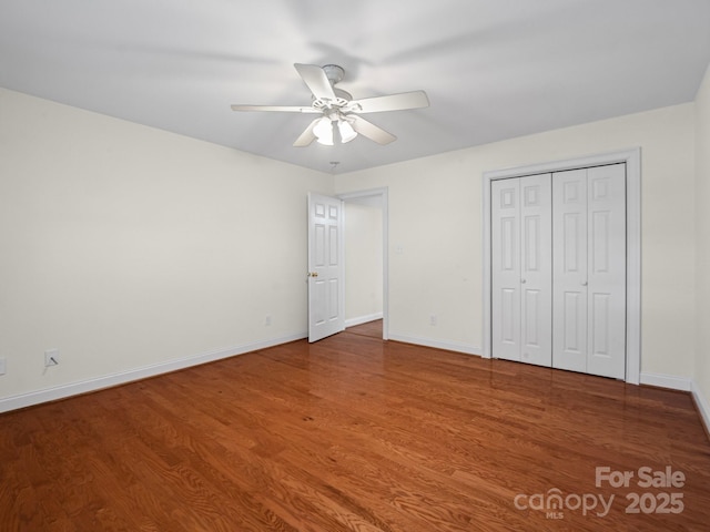 2872 Wheat Field Ct, Lincolnton, NC 28092 - unfurnished bedroom with wood finished floors, a closet, and ceiling fan