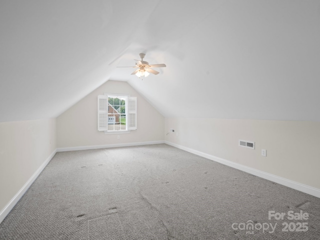 2872 Wheat Field Ct, Lincolnton, NC 28092 - bonus room featuring a ceiling fan, lofted ceiling, and carpet