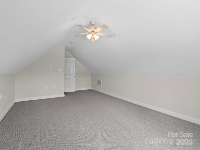 2872 Wheat Field Ct, Lincolnton, NC 28092 - bonus room featuring lofted ceiling, carpet flooring, and a ceiling fan