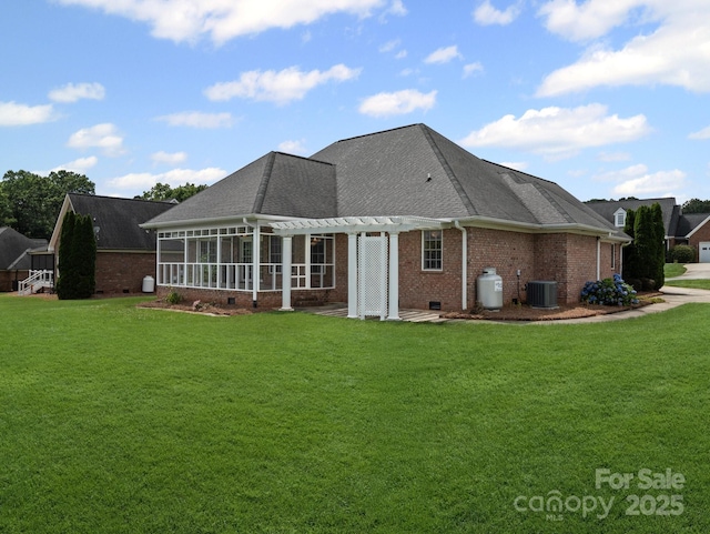 2872 Wheat Field Ct, Lincolnton, NC 28092 - rear view of property featuring a pergola, brick siding, and a yard