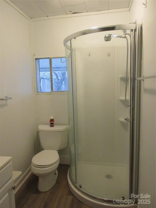 1110 20th St NE, Hickory, NC 28601 - full bath with a shower stall, wood finished floors, and vanity