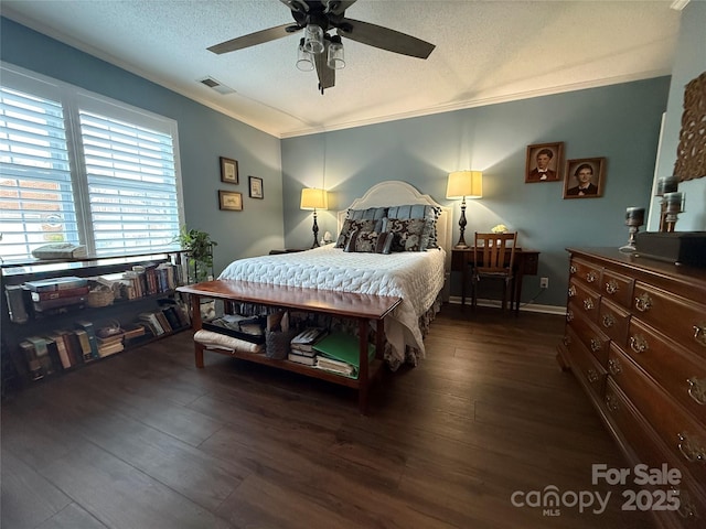 1610 Union Rd Unit 1610B, Gastonia, NC 28054 - bedroom featuring crown molding, wood-type flooring, a textured ceiling, and a ceiling fan