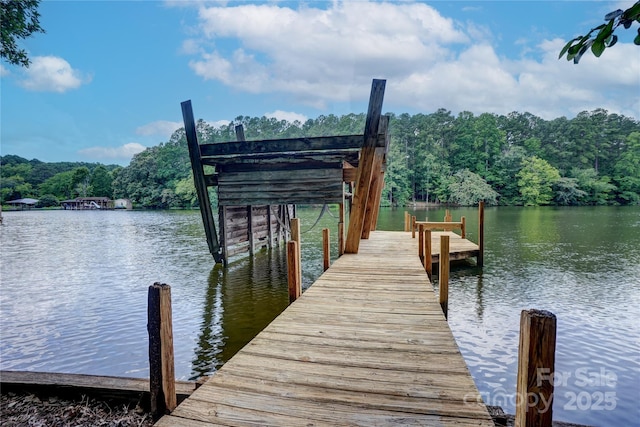 9763 Pine Tree Rd, Norwood, NC 28128 - dock area with a water view and a wooded view