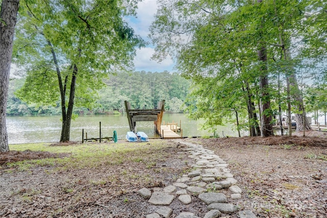 9763 Pine Tree Rd, Norwood, NC 28128 - view of yard with a boat dock and a water view
