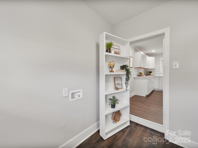 6401 Montpelier Rd, Charlotte, NC 28210 - hallway featuring dark wood-style flooring and recessed lighting