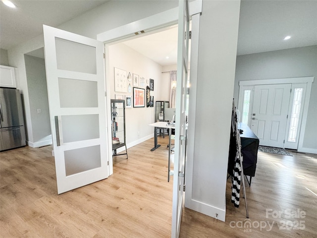 154 Amblers Knoll Rd, Weaverville, NC 28787 - entryway with light wood-style flooring and recessed lighting
