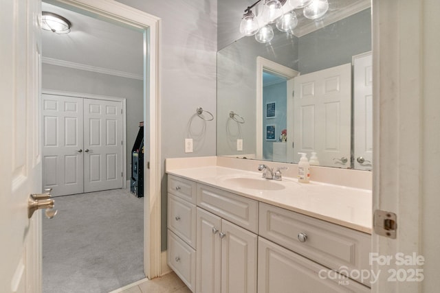 347 Bayberry Creek Cir, Mooresville, NC 28117 - bathroom with ornamental molding and vanity