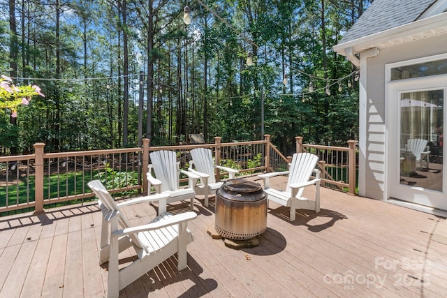 347 Bayberry Creek Cir, Mooresville, NC 28117 - wooden terrace with a fire pit