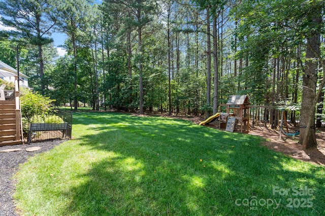 347 Bayberry Creek Cir, Mooresville, NC 28117 - view of green lawn featuring a playground and stairs