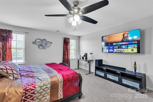 1012 Leland Dr, Wesley Chapel, NC 28104 - carpeted bedroom with multiple windows and a ceiling fan