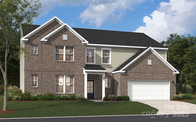 416 Balboa St, Matthews, NC 28104 - traditional-style house featuring brick siding, a front yard, and concrete driveway