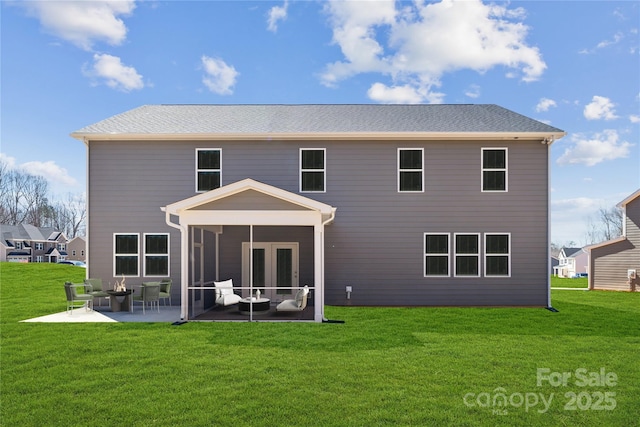 416 Balboa St, Matthews, NC 28104 - back of house with a patio, a yard, and a sunroom