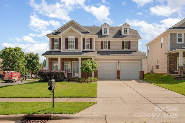 124 Glade Valley Ave, Mooresville, NC 28117 - view of front of property featuring brick siding, an attached garage, driveway, and a front lawn