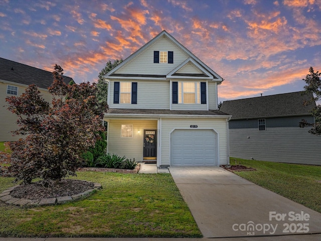 12131 Honor Guard Ave, Charlotte, NC 28277 - traditional-style house with a front lawn, a garage, and concrete driveway