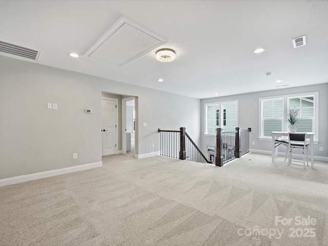 822 River Oaks Ln, Charlotte, NC 28226 - unfurnished room with attic access, light colored carpet, and recessed lighting