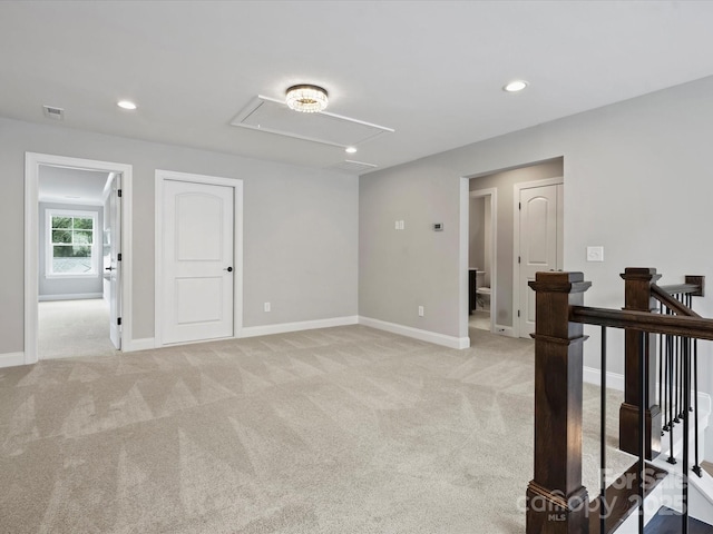 822 River Oaks Ln, Charlotte, NC 28226 - unfurnished room featuring attic access, light colored carpet, and recessed lighting