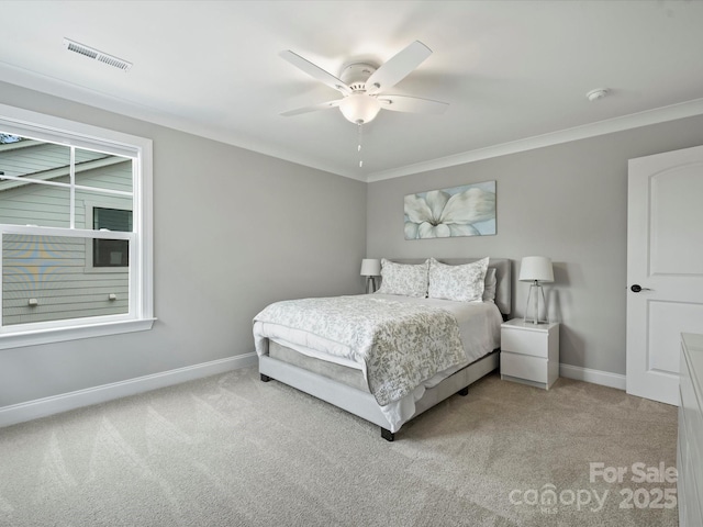 822 River Oaks Ln, Charlotte, NC 28226 - carpeted bedroom with ornamental molding and a ceiling fan