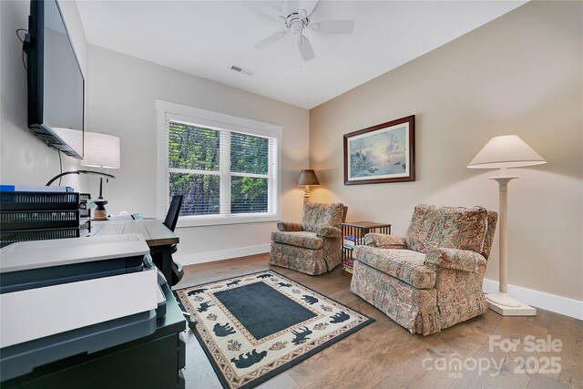 321 Middle Connestee Trl, Brevard, NC 28712 - office area featuring wood finished floors and a ceiling fan