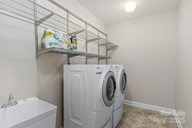 1119 Williamstown Rd, Matthews, NC 28105 - laundry area featuring washer and clothes dryer and baseboards