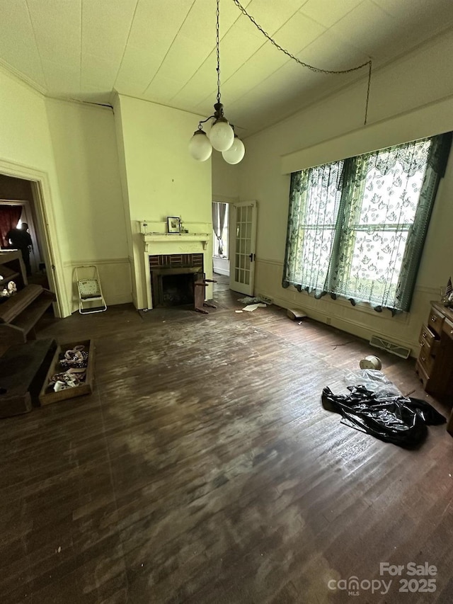 118 Hemphill Ave, Chester, SC 29706 - living area with a fireplace and dark wood-type flooring