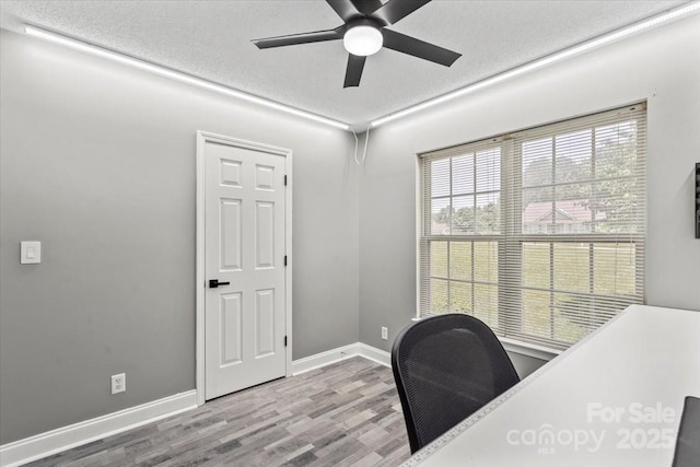 124 Turning Leaf Ln, Statesville, NC 28677 - office space with a ceiling fan, wood finished floors, and a textured ceiling