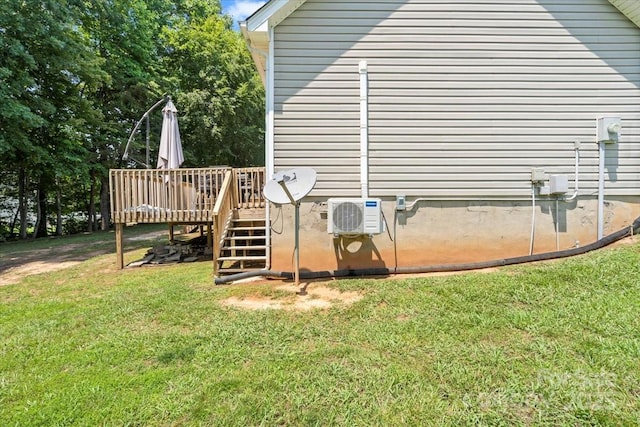 124 Turning Leaf Ln, Statesville, NC 28677 - view of property exterior with a lawn, a wooden deck, and stairway