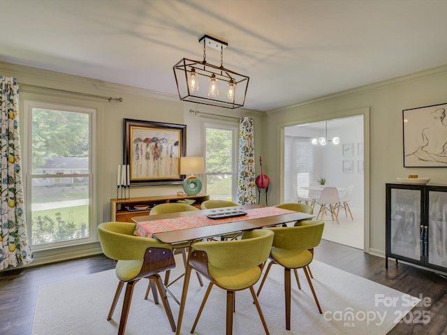 116 Hallett St, Fort Mill, SC 29715 - dining area featuring a chandelier, ornamental molding, and wood finished floors
