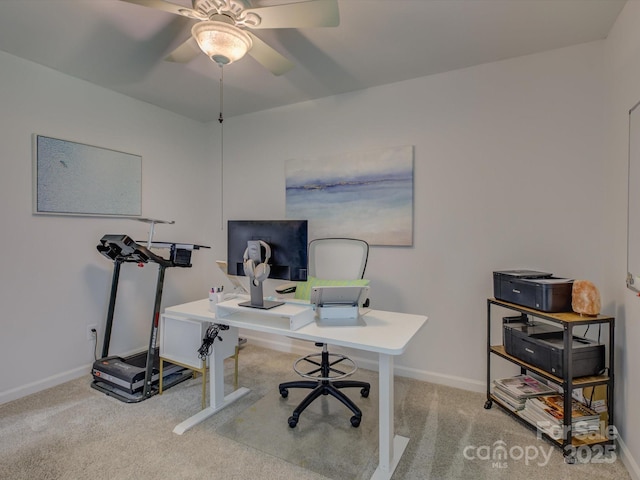 116 Hallett St, Fort Mill, SC 29715 - carpeted home office featuring baseboards and ceiling fan