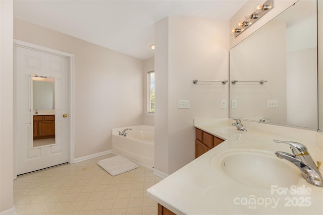 5307 Ayers Orchard Way, Charlotte, NC 28227 - bathroom featuring double vanity, a garden tub, and tile patterned floors