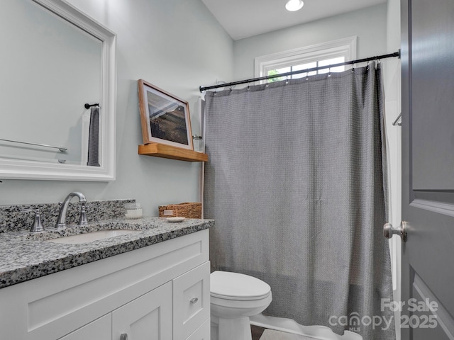 720 4th St, Stanley, NC 28164 - bathroom featuring vanity and a shower with shower curtain