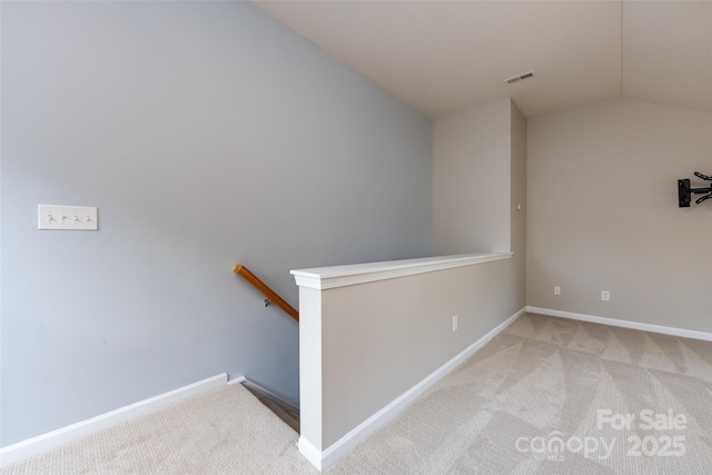 1040 Stonedown Ln, Matthews, NC 28104 - staircase featuring carpet flooring and lofted ceiling