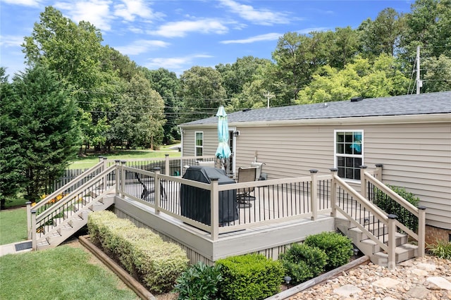 1489 L R Schronce Ln, Iron Station, NC 28080 - deck featuring stairway