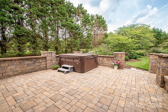 2019 Heirloom Ct, Matthews, NC 28104 - view of patio featuring a hot tub