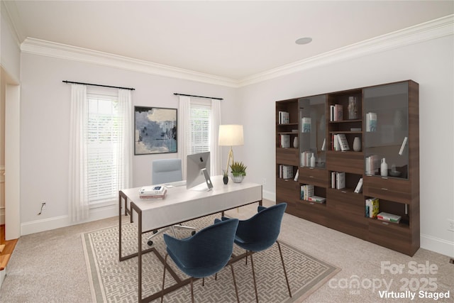 2019 Heirloom Ct, Matthews, NC 28104 - office area with ornamental molding and carpet