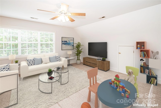 2019 Heirloom Ct, Matthews, NC 28104 - living area featuring ceiling fan and baseboards