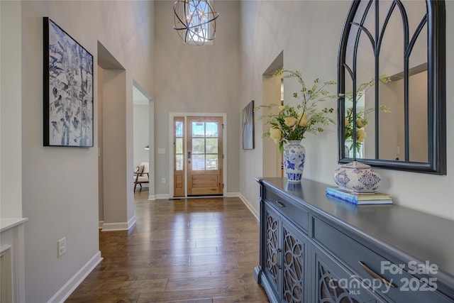 17537 Caddy Ct, Charlotte, NC 28278 - entrance foyer featuring dark wood-type flooring and baseboards