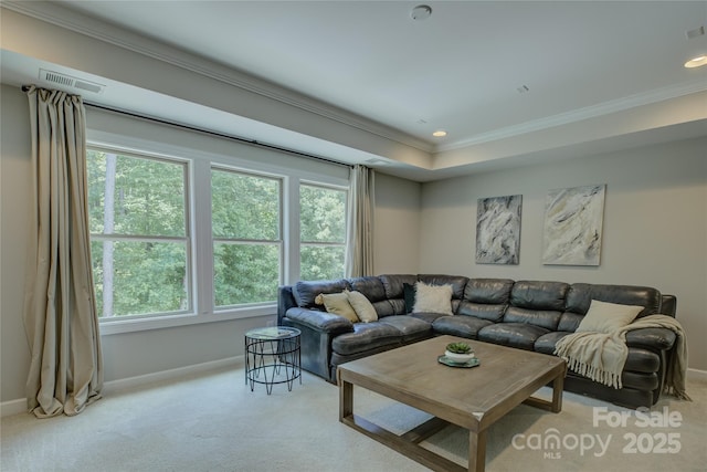 17537 Caddy Ct, Charlotte, NC 28278 - carpeted living room with ornamental molding and recessed lighting