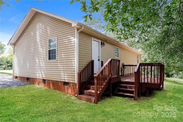 201 Killian Cir, Clover, SC 29710 - back of house featuring crawl space, a lawn, and a deck