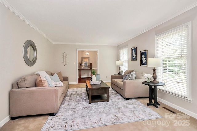 3304 Chilham Pl, Charlotte, NC 28226 - living room with crown molding and light colored carpet