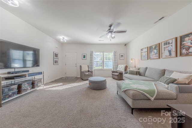 4113 Bent Green Ln, Monroe, NC 28112 - carpeted living area with ceiling fan and baseboards